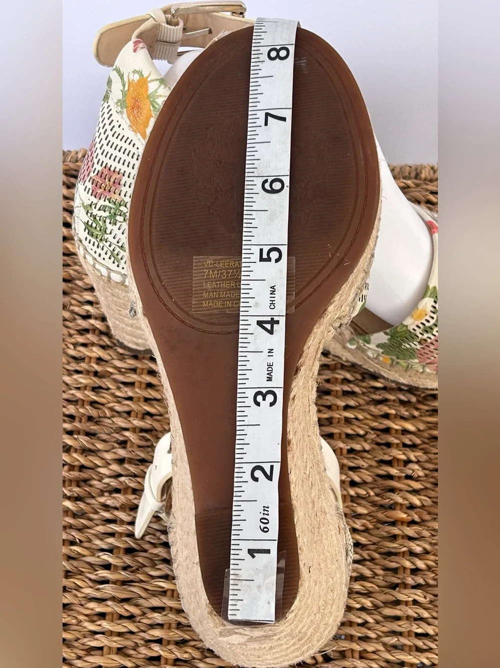 Vince Camuto Women’s Leerata Wedge‎ Espadrille Sandal Floral Print Size 7M